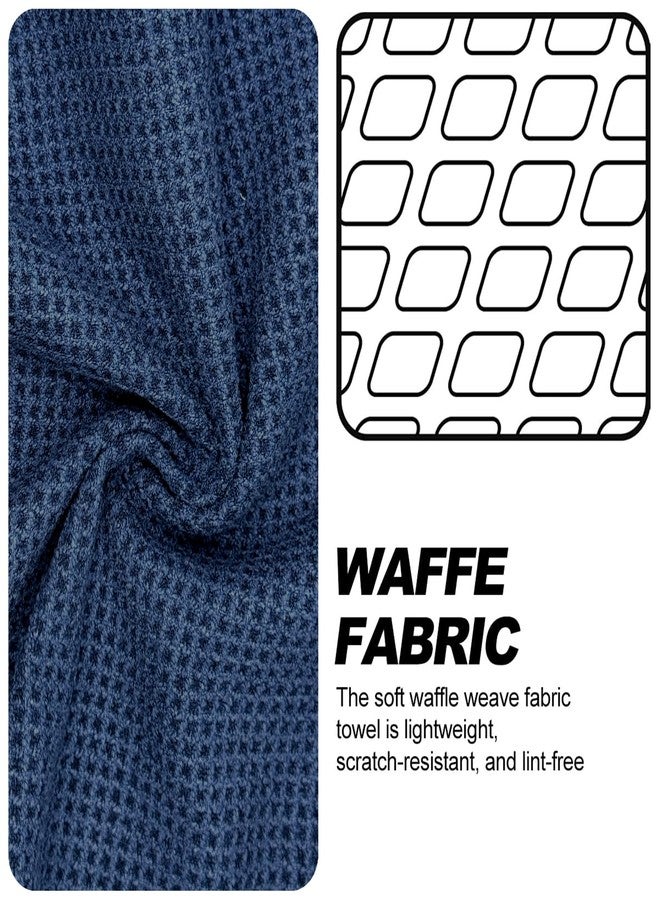 MAGOLFIN Small Magnetic Golf Towel with Clip, Microfiber Waffle Design - Industrial Strength Magnet for Glof Balls, Golf Bags, Carts Clubs - Navy Blue - Image 2